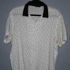 Oversized Polka Dot Shirt with Contrast Collar